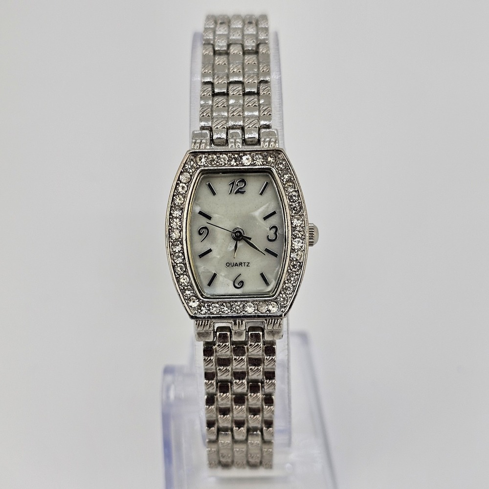 20MM Women's‎ Watch Gray Dial Crystal Bezel Gray Bracelet Band 7" New Battery